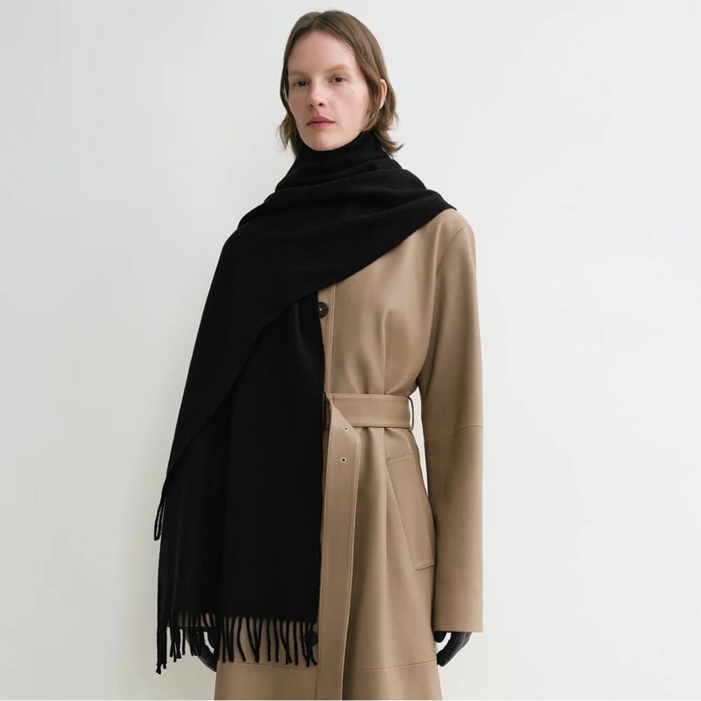Anine Bing 2026 Augustina 100% Wool Classic Black Scarf NWT MSRP $300